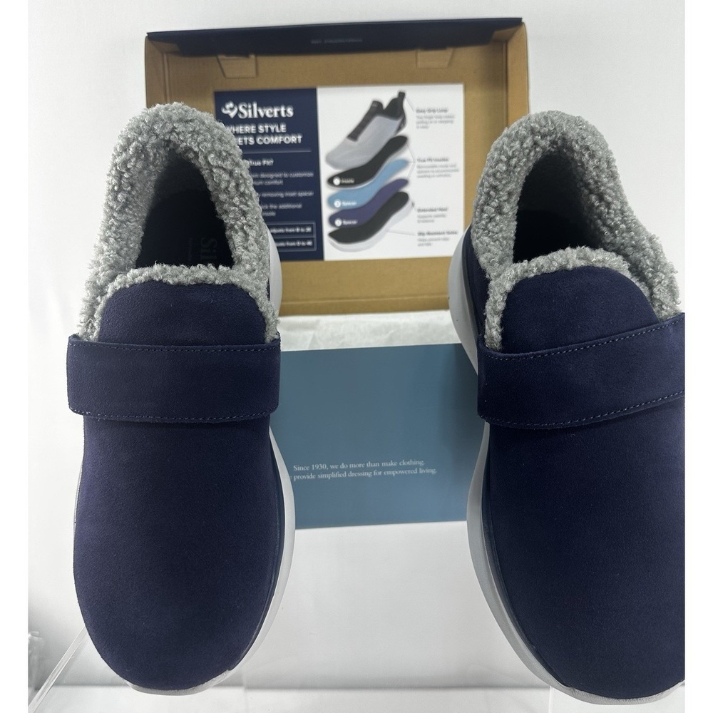 Silverts  XWide True Fit Shoes Womens 10 Navy Slip On Comfort‎ Adjustable
